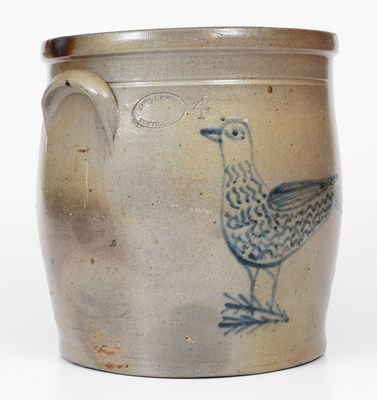 Exceedingly Rare SAM'L. I. IRVINE / NEWVILLE, PA Stoneware Jar with Elaborate Bird Decorations