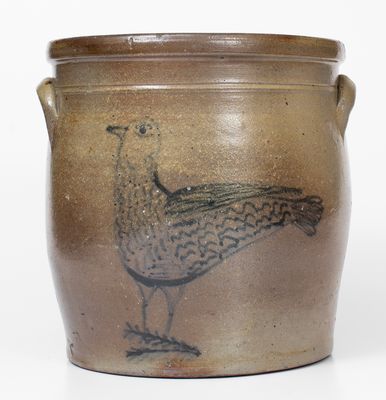 Exceedingly Rare SAM'L. I. IRVINE / NEWVILLE, PA Stoneware Jar with Elaborate Bird Decorations