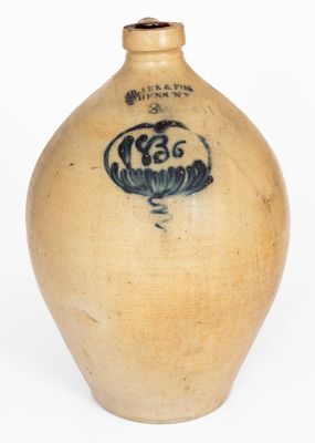 3 Gal. CLARK & FOX / ATHENS, NY Stoneware Jug Dated