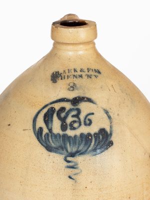 3 Gal. CLARK & FOX / ATHENS, NY Stoneware Jug Dated