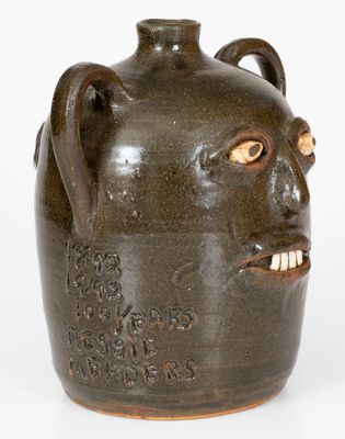 Rare Reggie Meaders Double Face Jug Inscribed