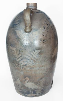 Important and Unique 30-Gallon Western PA Presentation Cooler w/ Stenciled Heron-and-Fern Motifs, 1878