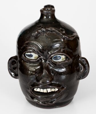 Chester Hewell Face Jug with Lizard, Signed "Chester Hewell - 1997 - CSA"