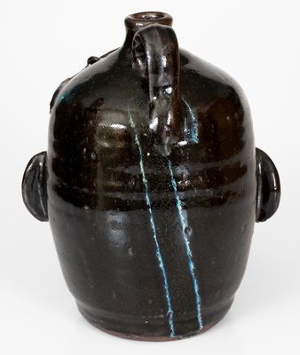 Chester Hewell Face Jug with Lizard, Signed "Chester Hewell - 1997 - CSA"