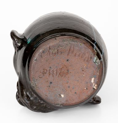 Chester Hewell Face Jug with Lizard, Signed "Chester Hewell - 1997 - CSA"