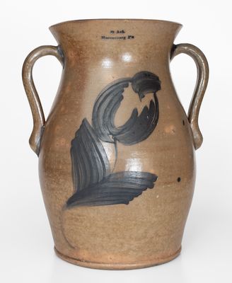 Exceedingly Rare "D Ack / Mooresburg PA" Stoneware Porch Vase w/ Cobalt Floral Decoration