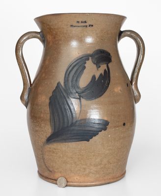 Exceedingly Rare "D Ack / Mooresburg PA" Stoneware Porch Vase w/ Cobalt Floral Decoration