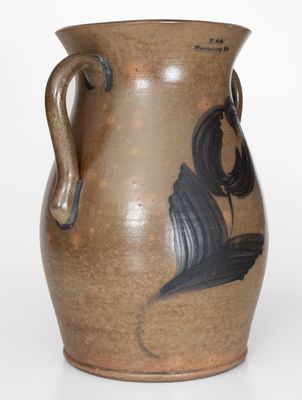 Exceedingly Rare "D Ack / Mooresburg PA" Stoneware Porch Vase w/ Cobalt Floral Decoration