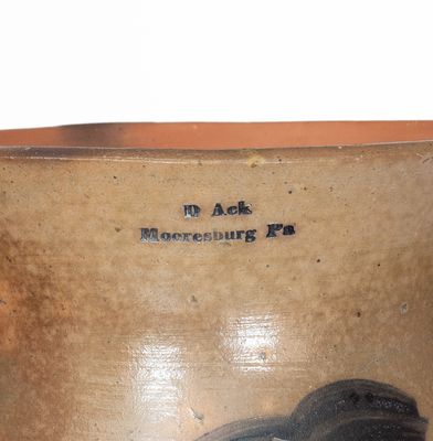 Exceedingly Rare "D Ack / Mooresburg PA" Stoneware Porch Vase w/ Cobalt Floral Decoration