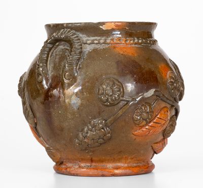 Rare and Fine attrib. James C. Mackley, Mechanicstown (now Thurmont), MD Redware Sugar Bowl