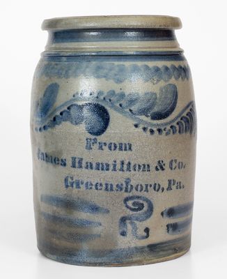 Fine Stoneware Jar w/ Elaborate Freehand Decoration,