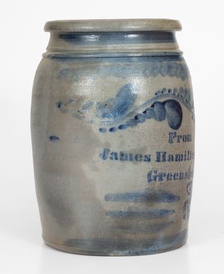Fine Stoneware Jar w/ Elaborate Freehand Decoration,