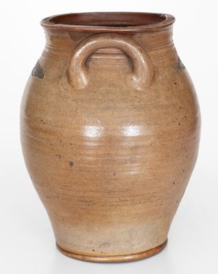 Rare Charlestown / Boston, Mass. Stoneware Jar w/ Impressed Fish Decoration, early 19th century