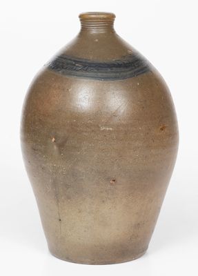 One-Gallon attrib. Branch Green, Philadelphia Stoneware Jug w/ Coggled Vine Decoration