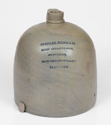 Stoneware Jug w/ Smith's Wharf / Baltimore Ship Chandler's Advertising, c1875