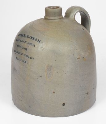 Stoneware Jug w/ Smith's Wharf / Baltimore Ship Chandler's Advertising, c1875