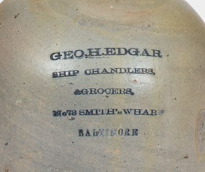 Stoneware Jug w/ Smith's Wharf / Baltimore Ship Chandler's Advertising, c1875