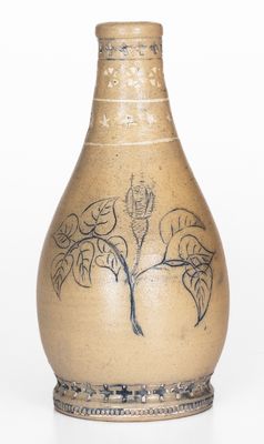 Very Rare Stoneware Bottle w/ Incised Mouse Decoration, probably White's Utica, 1878