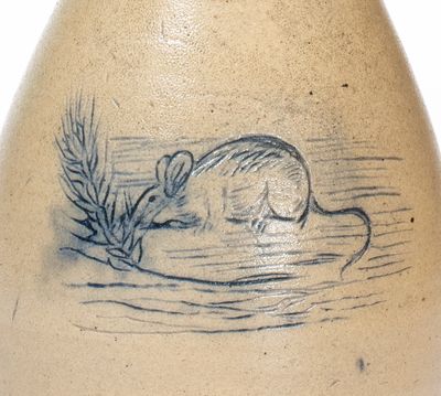 Very Rare Stoneware Bottle w/ Incised Mouse Decoration, probably White's Utica, 1878