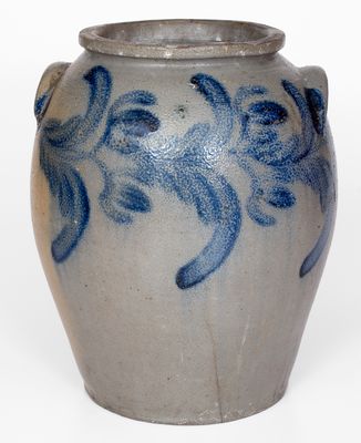 Extremely Rare S. HOLMES / GEORGETOWN, D. C. 4 Gal. Stoneware Jar w/ Elaborate Floral Decoration