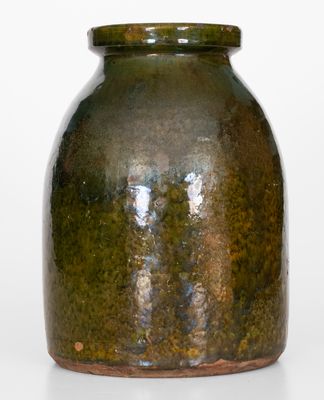 Fine Massachusetts Redware Jar w/ Green Glaze