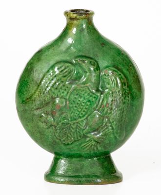 Moravian Copper-Glazed Redware Eagle Flask, Salem, NC, c1819-1830
