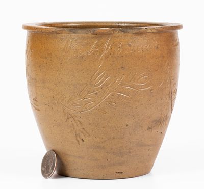 Extremely Rare "Jacob J. Swank" Johnstown, PA Stoneware Jar w/ Elaborate Incised Decoration, 1875