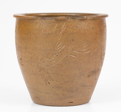 Extremely Rare "Jacob J. Swank" Johnstown, PA Stoneware Jar w/ Elaborate Incised Decoration, 1875