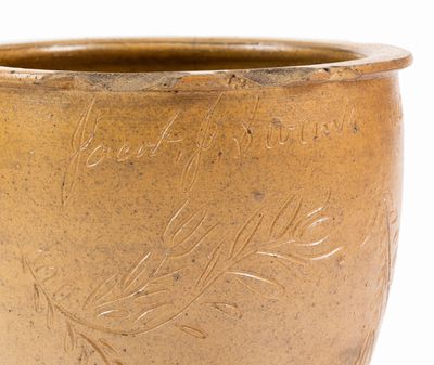 Extremely Rare "Jacob J. Swank" Johnstown, PA Stoneware Jar w/ Elaborate Incised Decoration, 1875