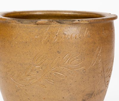 Extremely Rare "Jacob J. Swank" Johnstown, PA Stoneware Jar w/ Elaborate Incised Decoration, 1875