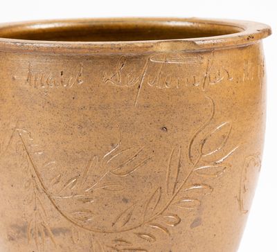 Extremely Rare "Jacob J. Swank" Johnstown, PA Stoneware Jar w/ Elaborate Incised Decoration, 1875
