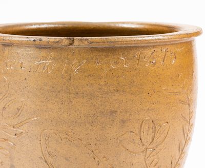 Extremely Rare "Jacob J. Swank" Johnstown, PA Stoneware Jar w/ Elaborate Incised Decoration, 1875