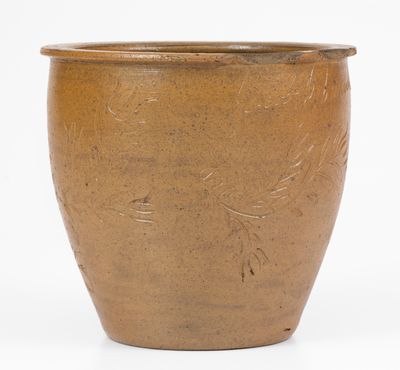 Extremely Rare "Jacob J. Swank" Johnstown, PA Stoneware Jar w/ Elaborate Incised Decoration, 1875