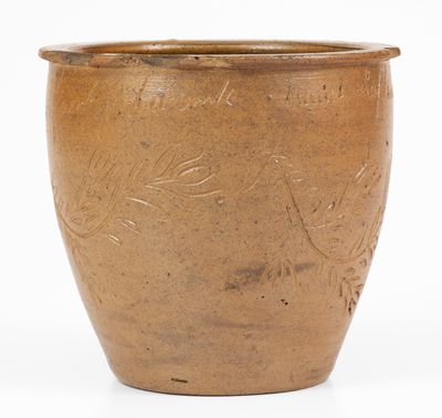 Extremely Rare "Jacob J. Swank" Johnstown, PA Stoneware Jar w/ Elaborate Incised Decoration, 1875