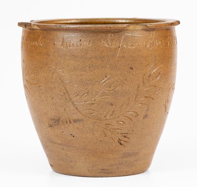Extremely Rare "Jacob J. Swank" Johnstown, PA Stoneware Jar w/ Elaborate Incised Decoration, 1875