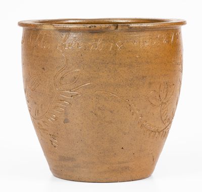 Extremely Rare "Jacob J. Swank" Johnstown, PA Stoneware Jar w/ Elaborate Incised Decoration, 1875