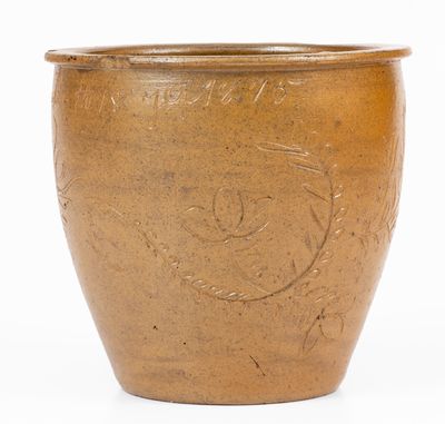 Extremely Rare "Jacob J. Swank" Johnstown, PA Stoneware Jar w/ Elaborate Incised Decoration, 1875