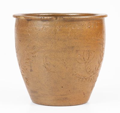 Extremely Rare "Jacob J. Swank" Johnstown, PA Stoneware Jar w/ Elaborate Incised Decoration, 1875