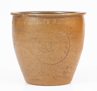 Extremely Rare "Jacob J. Swank" Johnstown, PA Stoneware Jar w/ Elaborate Incised Decoration, 1875