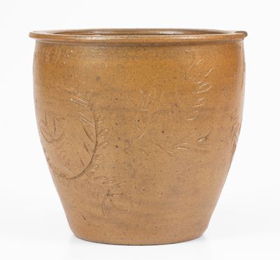 Extremely Rare "Jacob J. Swank" Johnstown, PA Stoneware Jar w/ Elaborate Incised Decoration, 1875