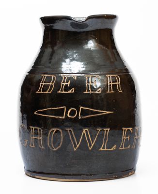 Rare Albany-Glazed Ohio "Beer Growler" Inscribed "Henry Lahr"
