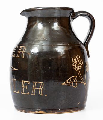 Rare Albany-Glazed Ohio "Beer Growler" Inscribed "Henry Lahr"