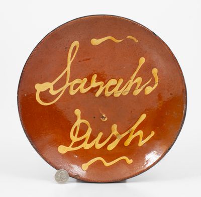 Slip-Decorated Redware "Sarah's Dish," Smith Pottery, Norwalk, CT