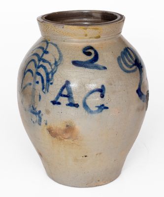 "AG" (Austin Graves, Ohio) Stoneware Jar with Freehand Decoration