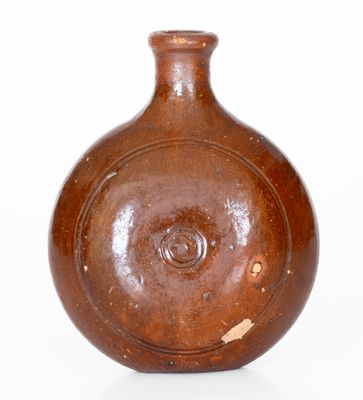Moravian Manganese-Glazed Redware Flask, Salem, NC origin, late 18th or early 19th century