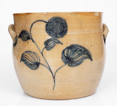Rare and Fine N. CLARK, JR. (Athens, NY) Stoneware Jar w/ Elaborate Incised Decoration