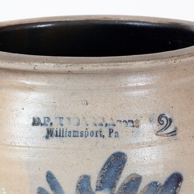 Rare 2 Gal. D. P. HOBART, AGENT / WILLIAMSPORT, PA Stoneware Jar