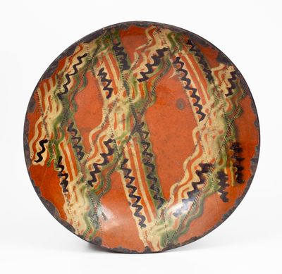 Pennsylvania Redware Plate w/ Three-Color Slip