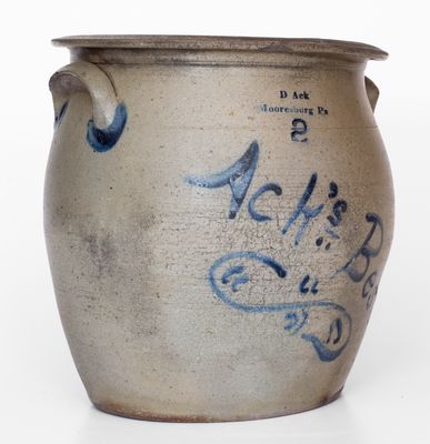 Exceedingly Rare D Ack / Mooresburg PA 2 Gal. Stoneware Jar Inscribed