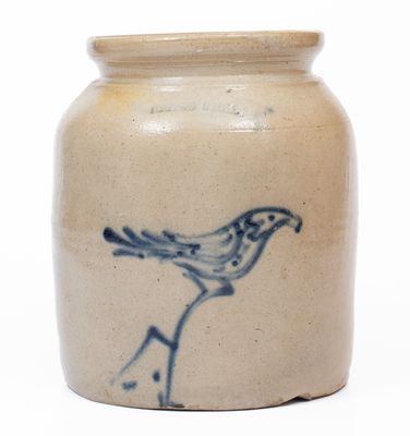 1 Gal. WHITES UTICA Stoneware Jar w/ Bird-on-Branch Decoration